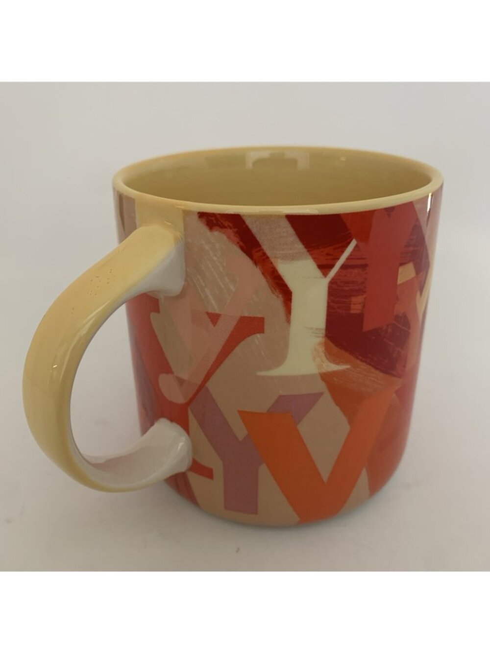Anthropologie Lottie Monogram Y Mug 16 oz Orange Red Initial Coffee Cup - Picture 3 of 9
